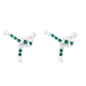 Crystal Karate Earrings - Martial Arts Tae Kwon Do Earrings - Post Style - Many Colors Available - Rhodium Plated