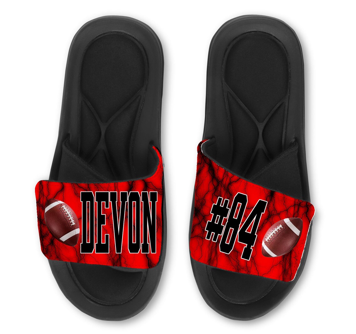 Custom FOOTBALL Slides Flip Flops Sandals Personalized Etsy