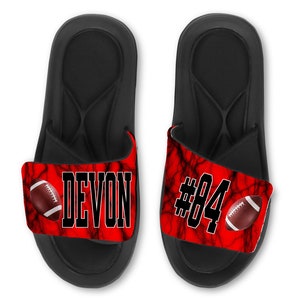 Custom FOOTBALL Slides Flip Flops Sandals, Personalized Lightning Football Team Slides, Customize with Your Name and/or Number