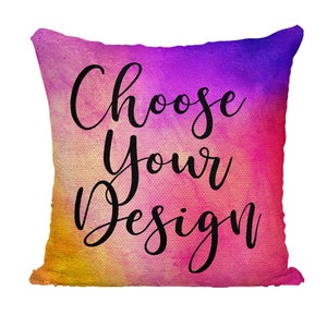 Personalized Sequin Mermaid Flip Pillow - Watercolors -Choose Your Own Design