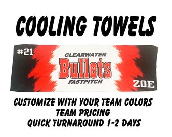 Personalized Cooling Towels Perfect for Softball, Baseball, Football, Track, Cheer, Tennis and More, Add Logo and Names, Choose Your Colors