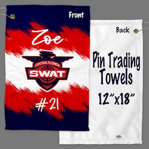 11&quot; x 18&quot; Personalized Pin Trading Towel Perfect for National and World Series Events, Customized with your Logo or Any Image, Dual Color