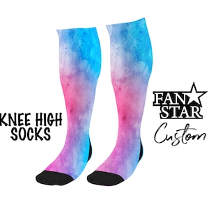 Personalized Watercolor Knee High Socks, Custom Watercolor Knee High Socks, Great Team Gift for Soccer, Softball, Basketball, Lacrosse
