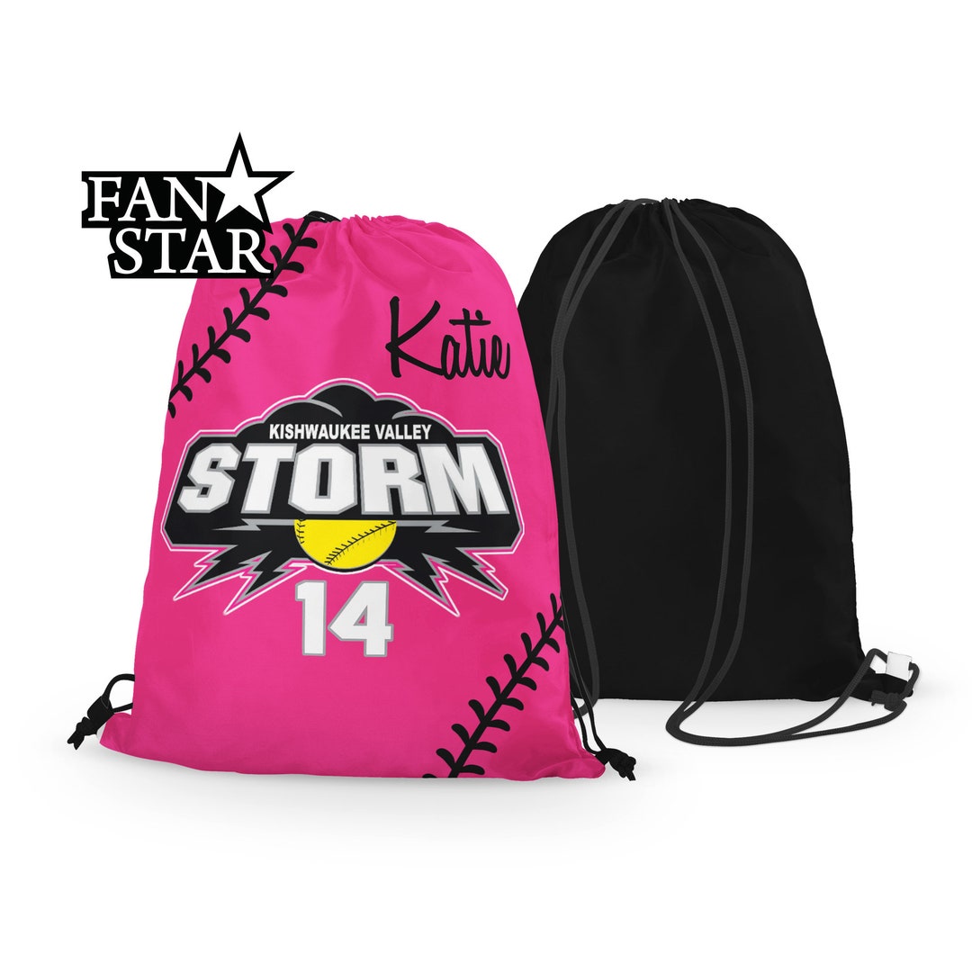 Personalized Softball Drawstring Bag With Logo Custom Designed Drawstring Bag Perfect for World Series and Nationals Gift Bags Logo Bag Etsy