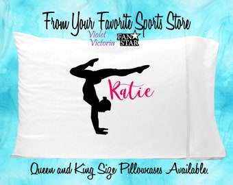 Personalized Gymnast Pillowcase in Stag Position with Name, Super Soft Microfiber Pillowcase, Queen or King Size Available