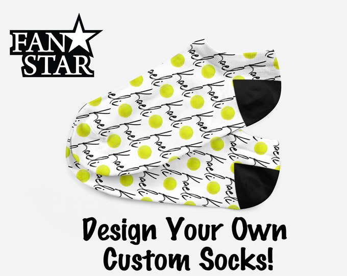 Personalized Tennis Ball Ankle Socks, Custom Tennis Player Ankle Socks, Great Team Gift, Fun Tennis Socks!