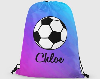 Personalized Soccer Drawstring Bag, Custom Soccer Ball