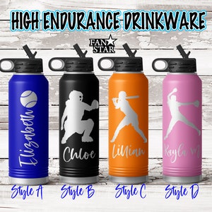 Personalized Fastpitch Softball Water Bottle Engraved Water Bottle, Stainless Steel for Long Lasting Cold or Hot Drinks, 12, 20, 32 or 40 oz