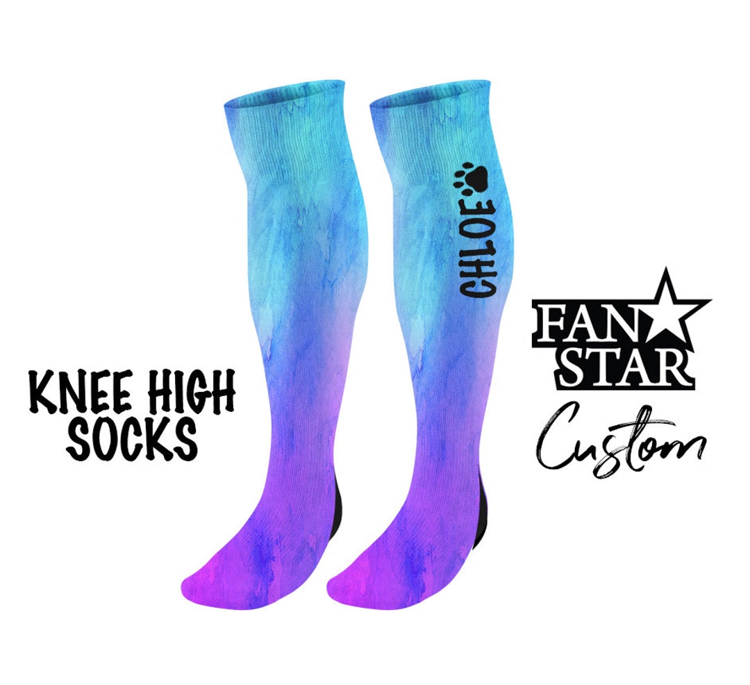 Personalized Paw Knee High Socks for Youth and Adult, Custom Tiger Paw ...