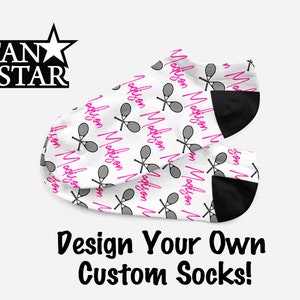 Personalized Tennis Ankle Socks, Custom Tennis Player Ankle Socks, Great Tennis Team Gift, Fun Tennis Socks!