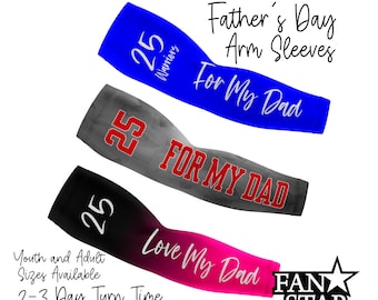 Custom Arm Sleeves, Love My Dad, Great for Father's Day, Sleeves for Kids and Adults, Baseball,  Softball, Lacrosse, Soccer Gift