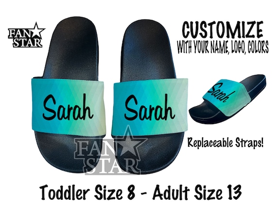 Personalized Name Slides Flip Flops Sandals PU Flex Soles With Abstract Background Customize With Your Name Number and Background Colors Etsy Australia