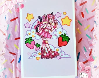 Skating Ichigo Mini Print