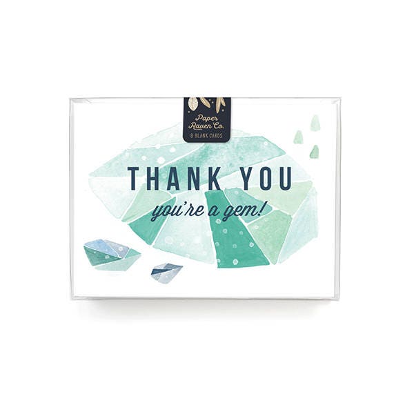 Thank You Card Box Set of 8 Thanks You're a Gem Card Etsy