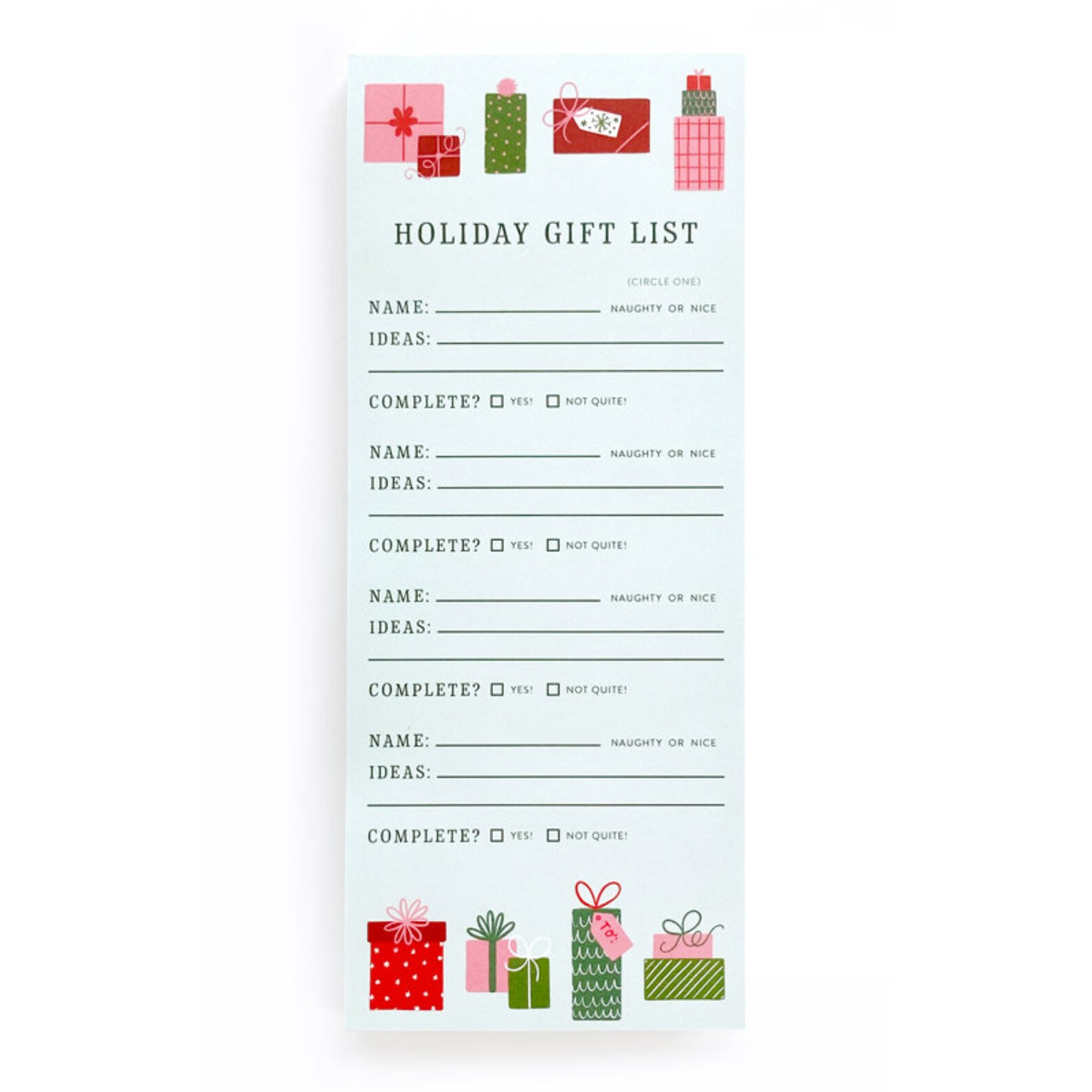 Holiday Giftlist Notepad Notepad for Gift Giving List Notepad 50