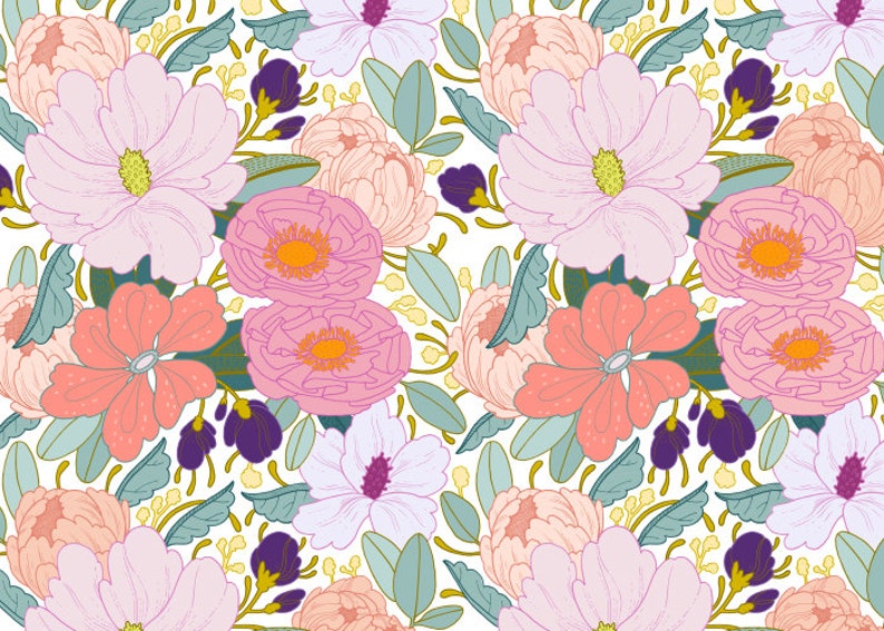 Floral Gift Wrap 3 Sheets Etsy