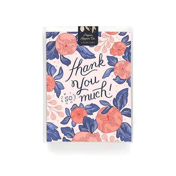 Thank You Card Box Set of 8 Floral Bouquet Thank You Card Etsy