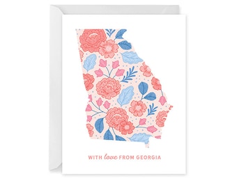 Love From Georgia Card - Georgia State Card - State Pride Card - Single Card Blank Inside
