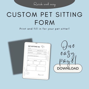 Pet Sitter Notes, Instructions for Cat Sitter, Dog Walker Guidelines, Instructions for Dog Sitter template, Instant Download PDF pet sitting