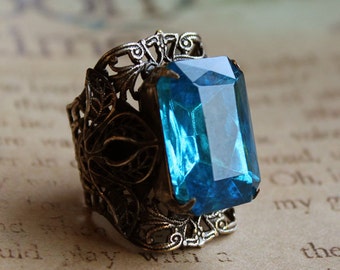 1960's Blue  Stone Silver Tone DESIGNER Kim Craftsmen Ring 
