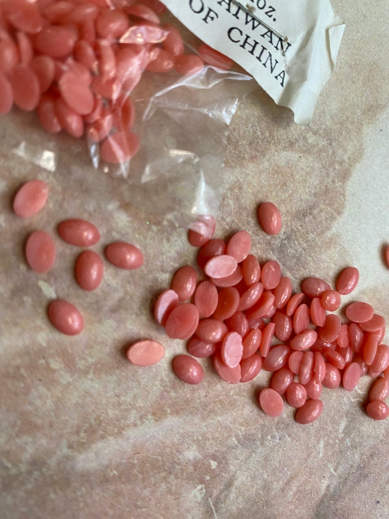 12 Tiny Vintage Pink Coral Cabochons Made in Taiwan.