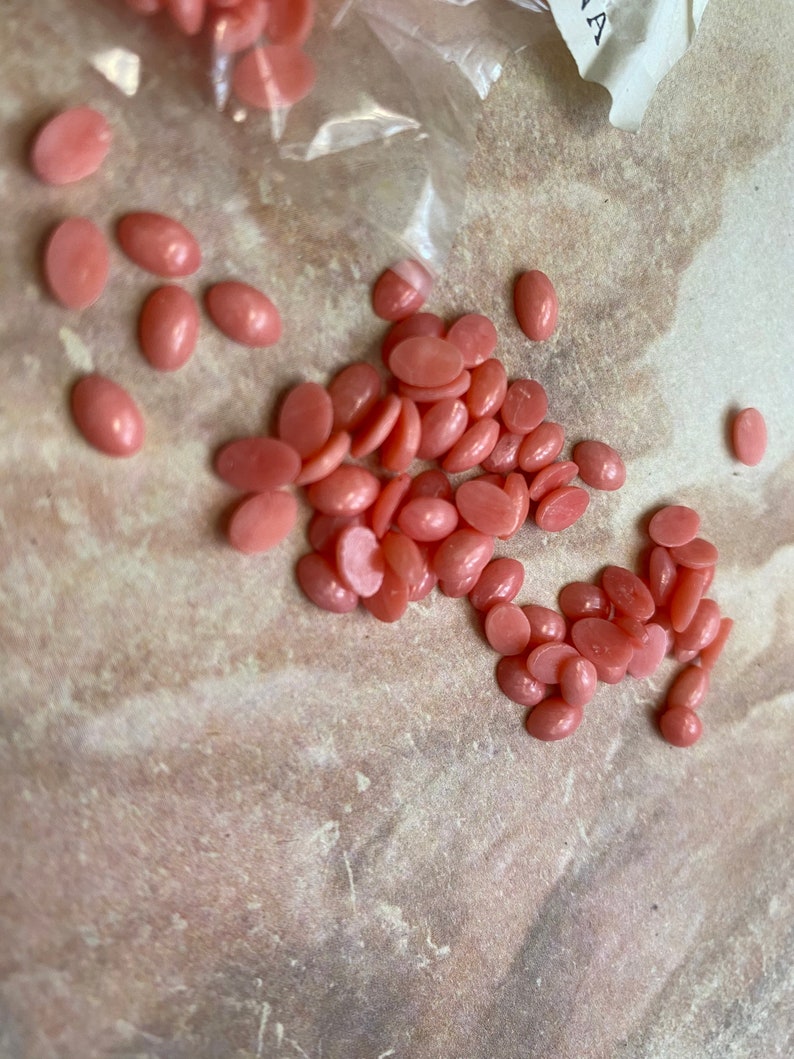 12 Tiny Vintage Pink Coral Cabochons Made in Taiwan.