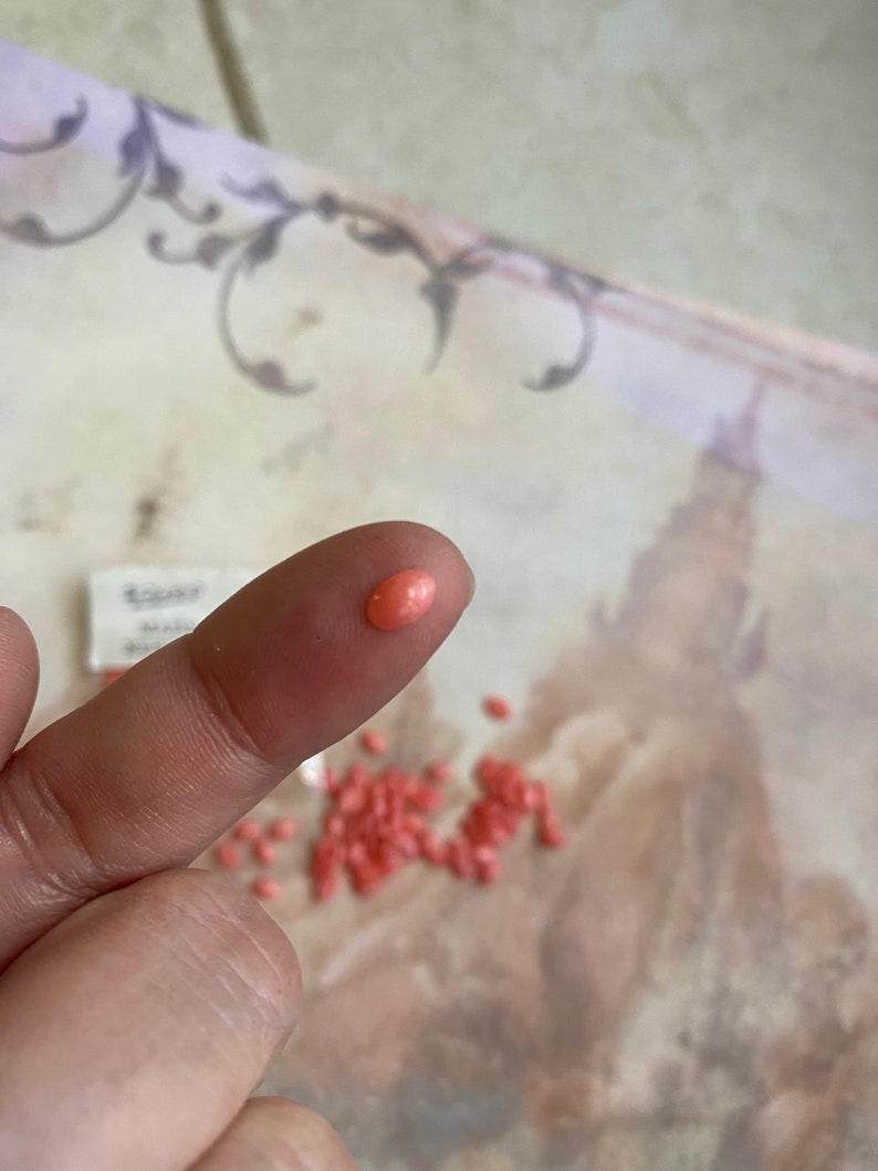 12 Tiny Vintage Pink Coral Cabochons Made in Taiwan.