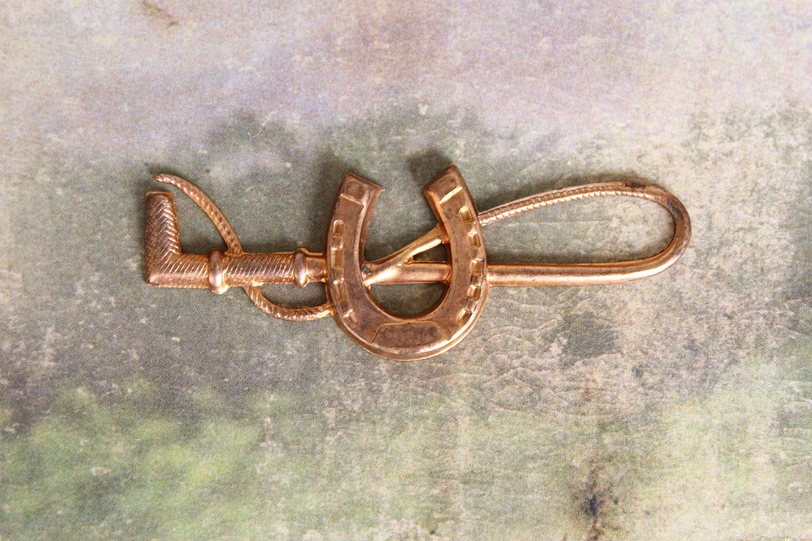 2 Vintage Horse Shoe Crop Brass Stampings // Equestrian // Etsy