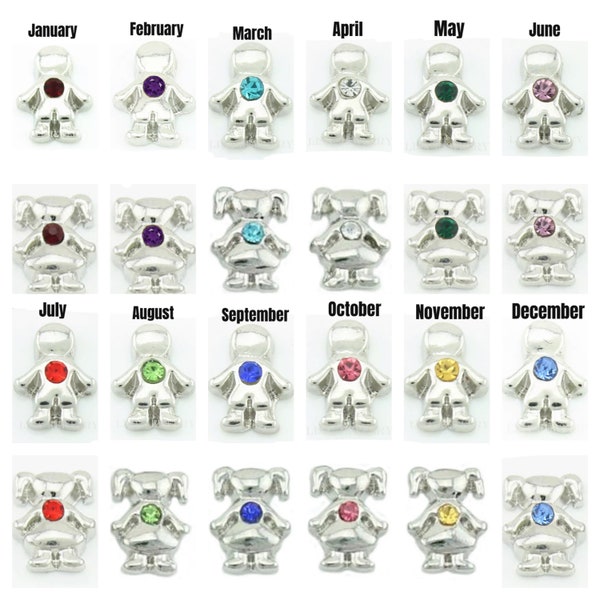 Birthstone Charm, Boy Girl Children Kids  Charm, Floating Charm Charms fit Glass Lockets Necklace, Boy Charm, Girl Charm