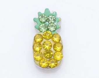 Rhinestone Pineapple Fruit Food Floating Charm fits Glass Lockets