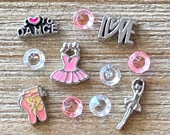 Ballet Floating Charms, 11pc  Ballerina Floating Charms, Dance Floating Charms,  for Glass Floating Lockets, Ballet Jewelry,