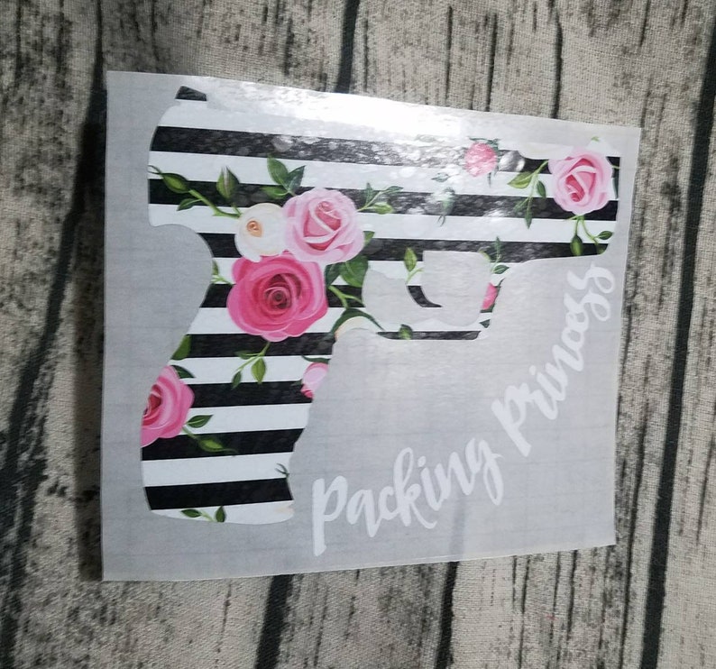 Pistol packing princess gun decals girly gun decals floral Etsy