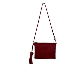 CAMILA Cognac/Reddish Leather Clutch - Crossbody