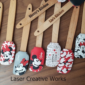 NEW Mickey & Minnie Mouse 8 different Spatulas to choose from 2nd set Choices Laser Engraved Disney Wood Burned personalized LIMITED EDITION