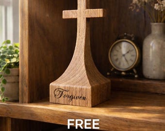 Handcrafted Wooden Cross – Christian Decor with FREE ENGRAVING – Faith Gift for Home or Desk