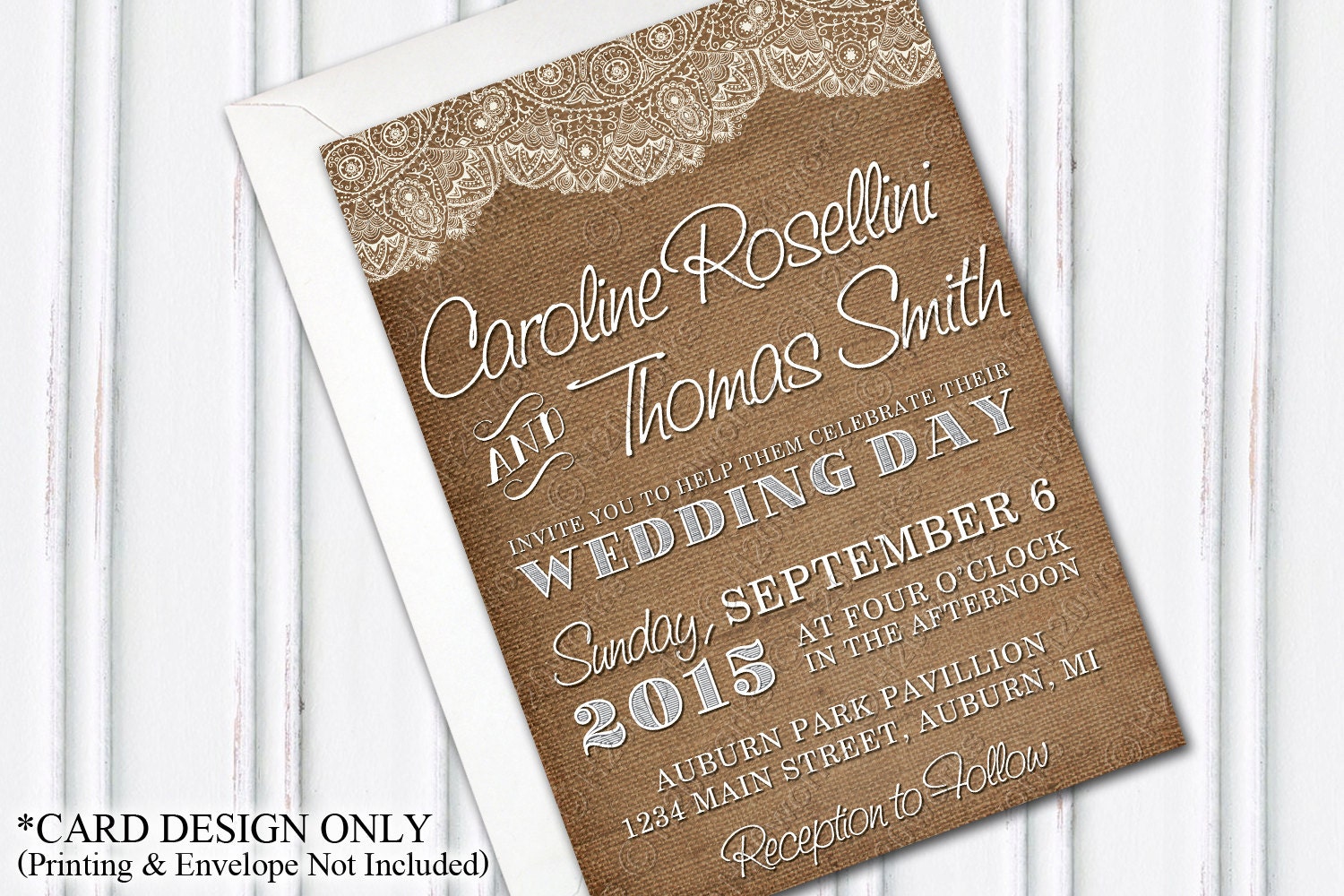 Burlap Lace Wedding Invitation Burlap Themed Wedding Etsy
