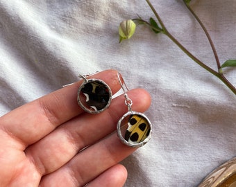 Butterfly Wing Circle Charm Earrings