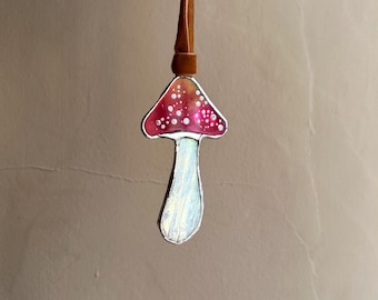 Made to order (1 week) Stained Glass Red Mushroom Toadstool Christmas Decoration , Botanical Gift, Nature Gift