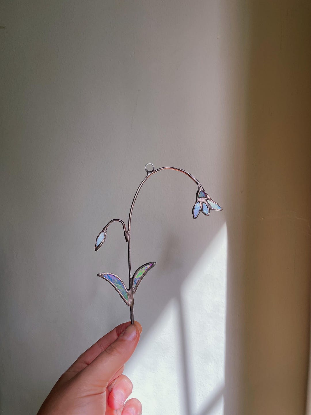 Iridescent Snow Drop Stained Glass Wall Hanging Flower Art Etsy UK