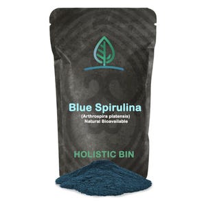 Holistic Bin のブルー スピルリナ パウダー | オーガニック ブルー グリーン アルジー パウダー | ビーガン タンパク質、ビタミン、植物栄養素が豊富 - 50 グラム