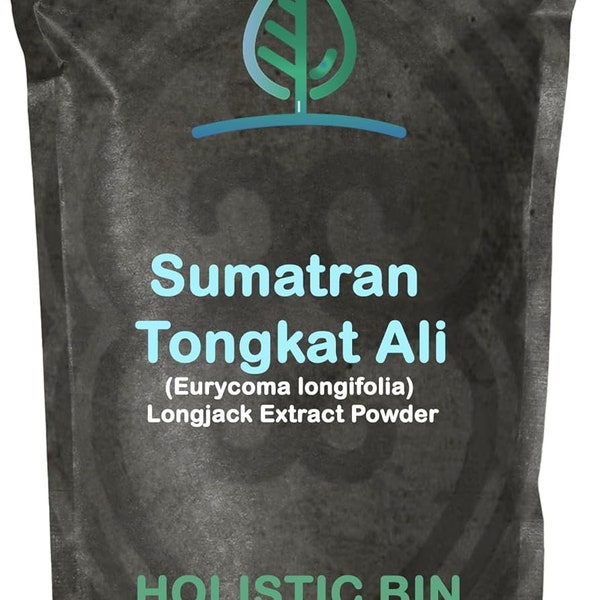Pure Indonesian Tongkat Ali Powder by Holistic Bin | Longjack Extract Made from 15+ Year Old Roots | Wild Harvested in Sumatra (50g)