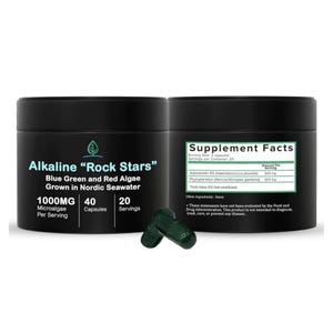 Alkalisch rocksterren supplement blauwgroene en rode algen: 500 mg | Puur marien fytoplankton plus astaxanthine | Voorraad 30 dagen (40 capsules)