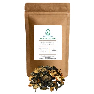 Pacifica Wild Mushroom Gourmet Forage Blend by Holistic Bin - Finest Culinary Grade Mushrooms, US Wild Harvest 2 Ounces.