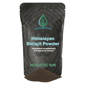 Holistic Bin Raw Shilajit Powder Himalayan Wildcrafted | 100% Pure Organic Shilajit | Rich in Fulvic Acid and Trace Minerals (25 Servings)