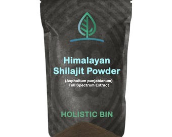 Poudre de shilajit brute Holistic Bin Himalayan Wildcrafted | Shilajit biologique 100 % pur | Riche en acide fulvique et en oligo-éléments (25 portions)