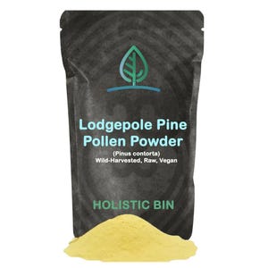 Organic Pine Pollen Powder by Holistic Bin | Pure Pollen Supplements Made from Canadian Lodgepole / Ponderosa / California Ghost Pine, 20 g