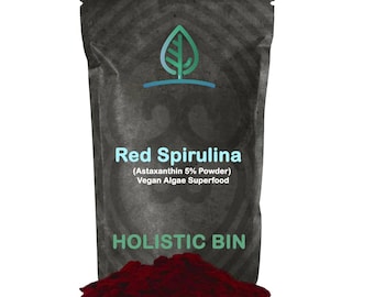 Poudre d&#39;astaxanthine biologique Holistic Bin | Puissant supplément antioxydant naturel pour smoothies et gélules | Supplément d&#39;algues (20 grammes)