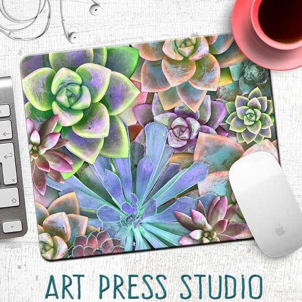 SUCCULENTS Mouse Pad, Pastel Succulent Mouse Pad, Cactus MousePad, Cactus and Succulents Mousepad, Desk Accessories, Cactus Decor