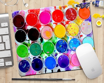Watercolor Palette Mouse Pad, Artist's Paint Palette Mouse Pad, Fine Art Mouse Pad, Art Lover Mouse Pad, Artist, Painter, Mouse mat, Office