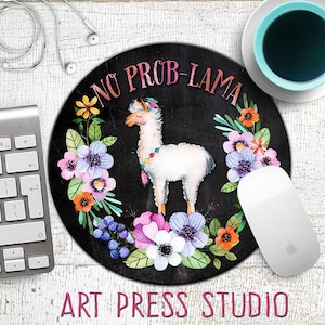 No Prob-Lama Mousepad, Llama Mouse Pad, Chalk Llama Mousepad, Funny Mousepad, Gift for Co-Worker, Funny Gifts,  Mouse Mat, Alpaca, Lama